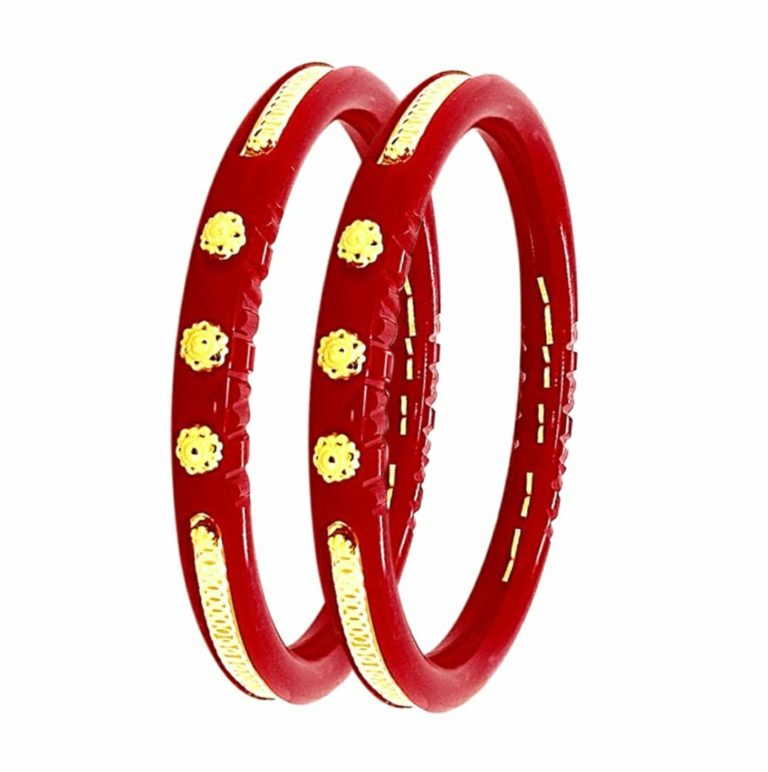 Amazon.com: Bangle For Women Gold Plated White Colour Shakha Pola Bracelet  Bangles (Acrylic, 2.2): Clothing, Shoes & Jewelry