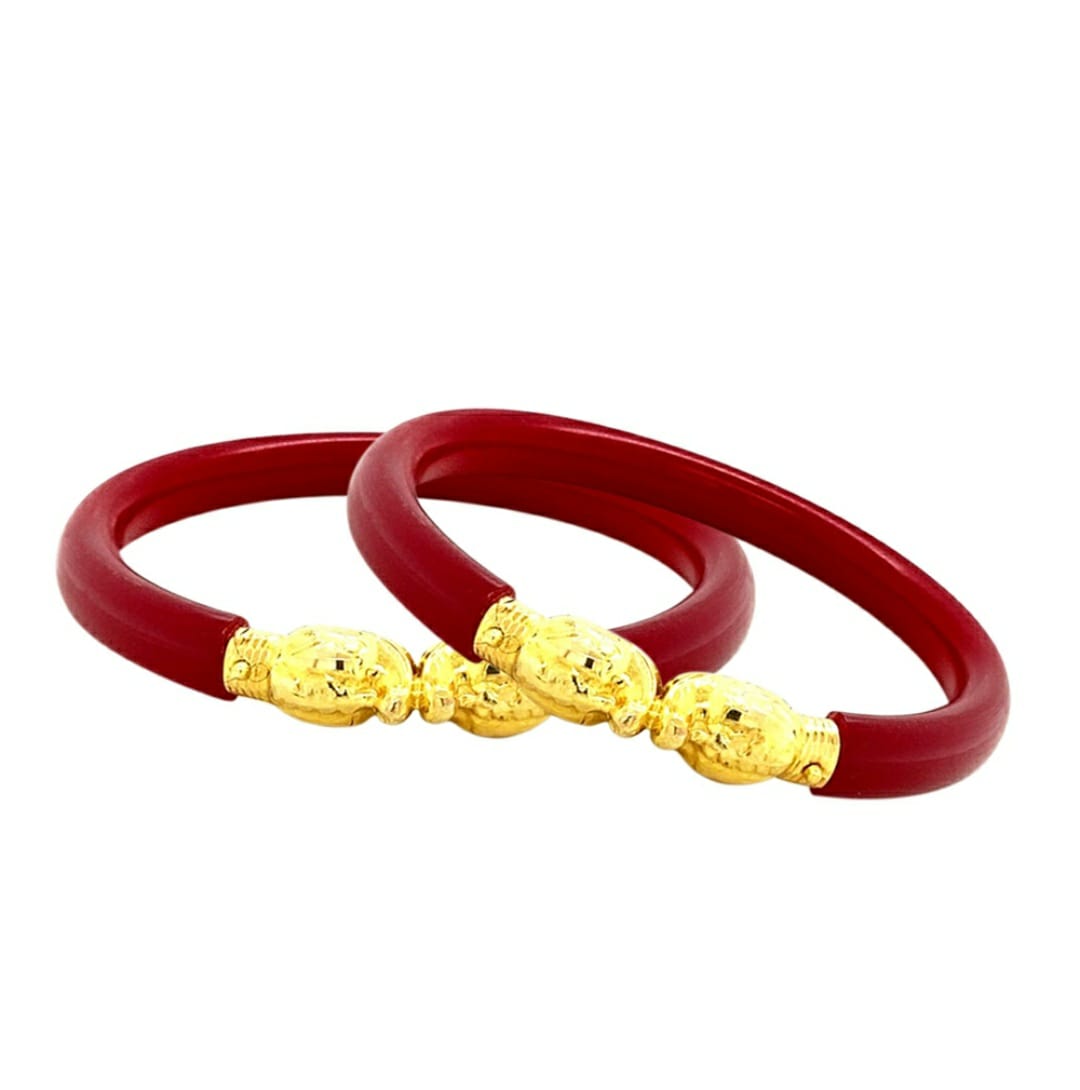 Buy JILL FASHION Plastic Gold Plated Shakha Pola Bangle Set for Women  (Queen Red & White) (2.4) at Amazon.in