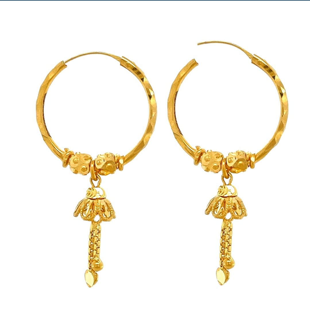 Lightweight 22K Plain Gold Bali Earrings ( 2.210 Grams) | Mohan Jewellery-sgquangbinhtourist.com.vn
