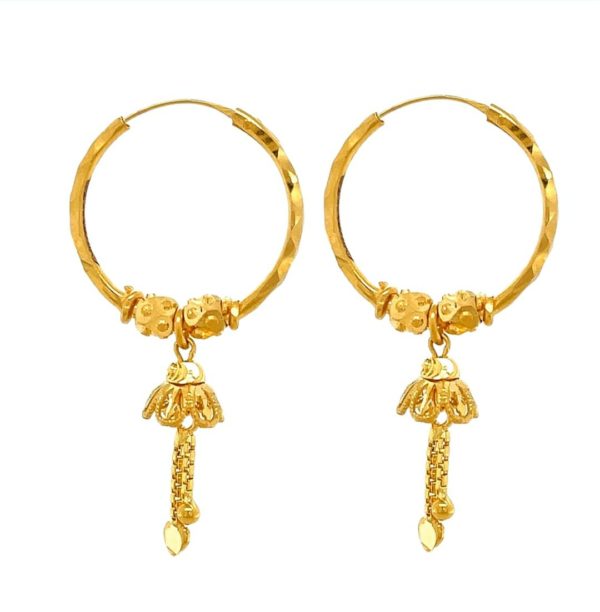 22k Yellow Gold Hoop Bali Jhumki Earrings Handmade Big Yellow Gold Earrings  for Women, Valentine Day Gift, Star Design Indian Gold Earrings - Etsy