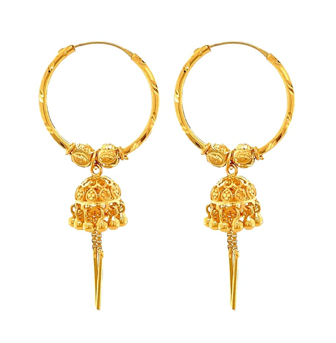 Engraved Fancy 22k Gold Bali Earrings – Andaaz Jewelers