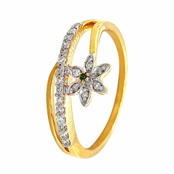 Gold ladies ring with cubic zirconia | JewelryAndGems.eu