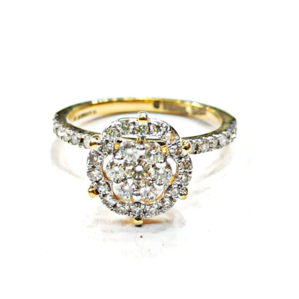 Glowing 3 Carat Halo Round Diamond Engagement Ring 14K Yellow Gold for Women  803121